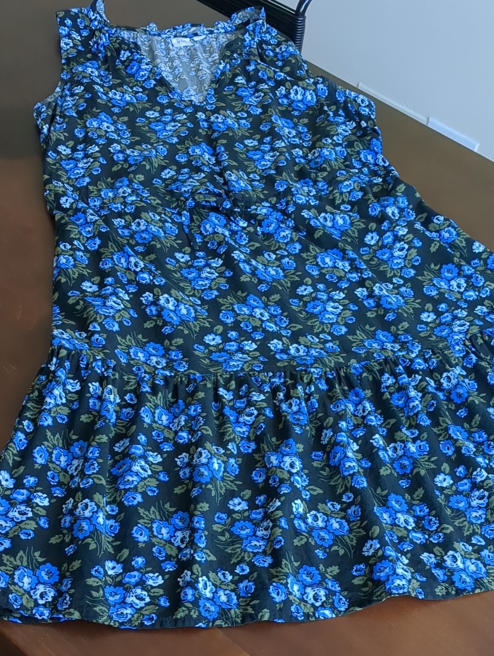 GAP Black Dress with Blue Floral Print
